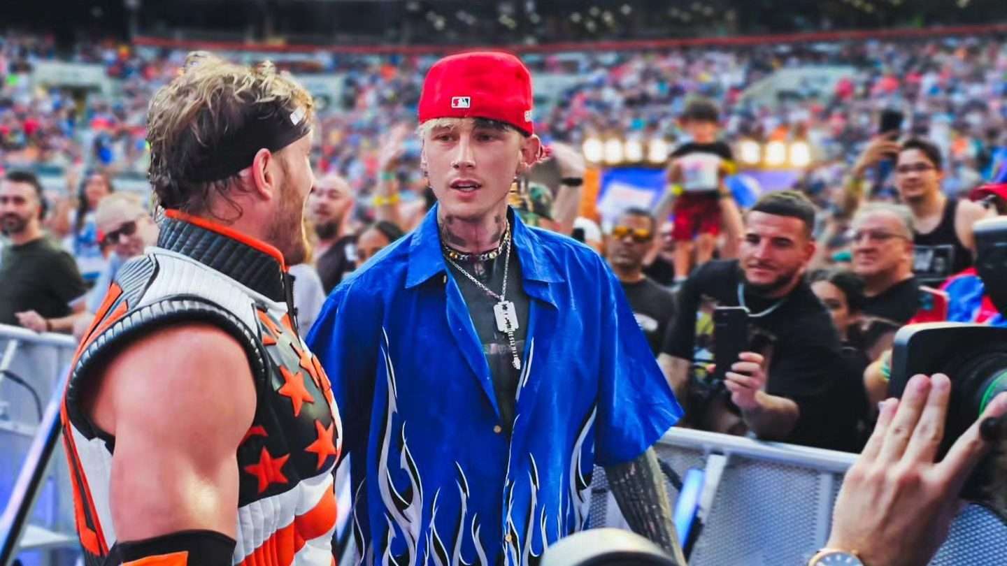 MGK (Machine Gun Kelly) claims he told Randy Orton “fuck you” at WWE SummerSlam and Orton talked “shit” about him