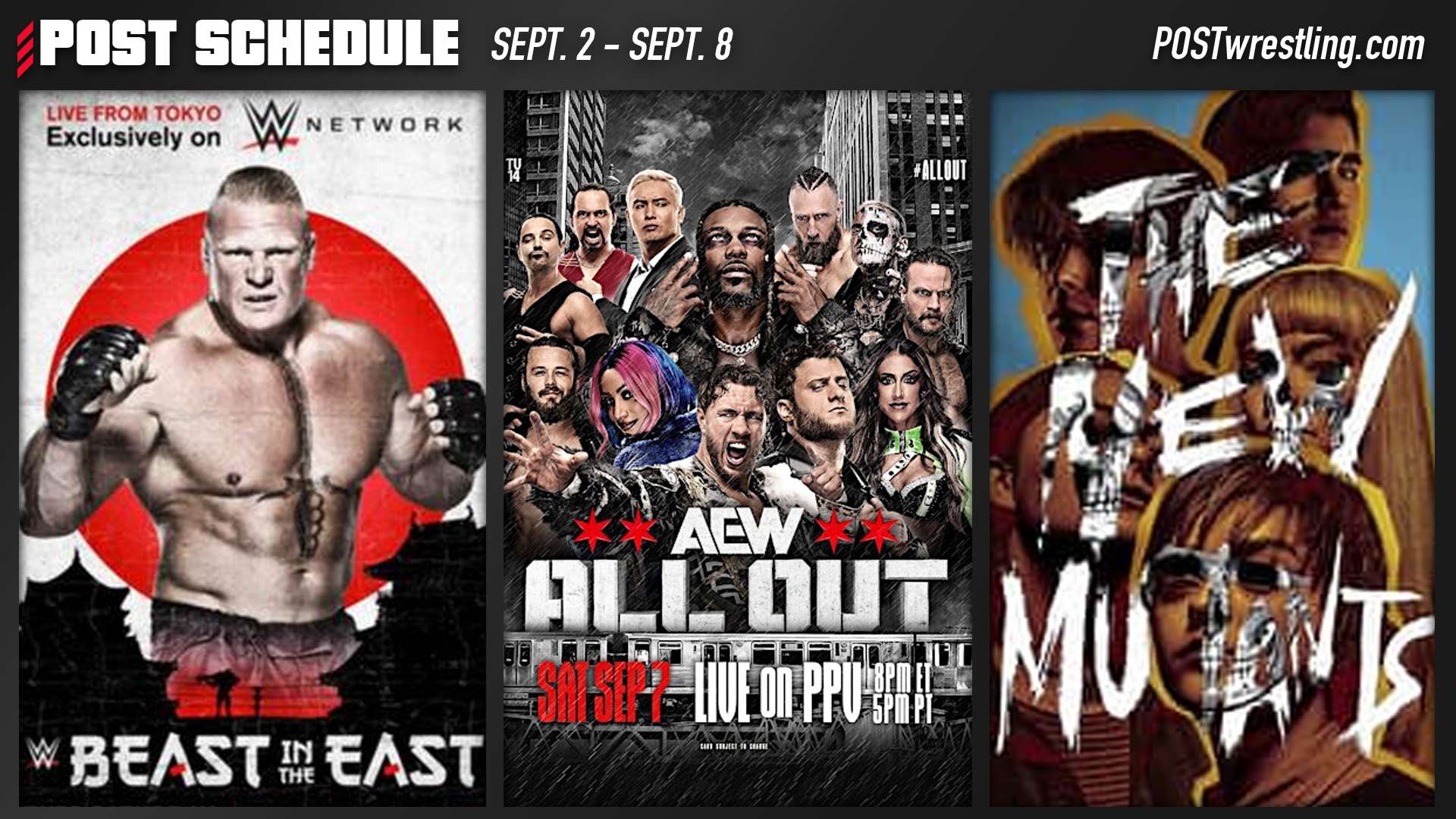 POST SCHEDULE AEW All Out 2024, WWE Beast in the East POST Wrestling